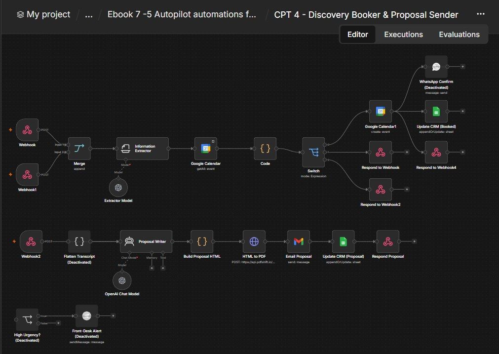Discovery Booker & Proposal Sender n8n workflow Discovery Booker & Proposal Sender n8n workflow screenshot — n8n Marketing Agency ebook